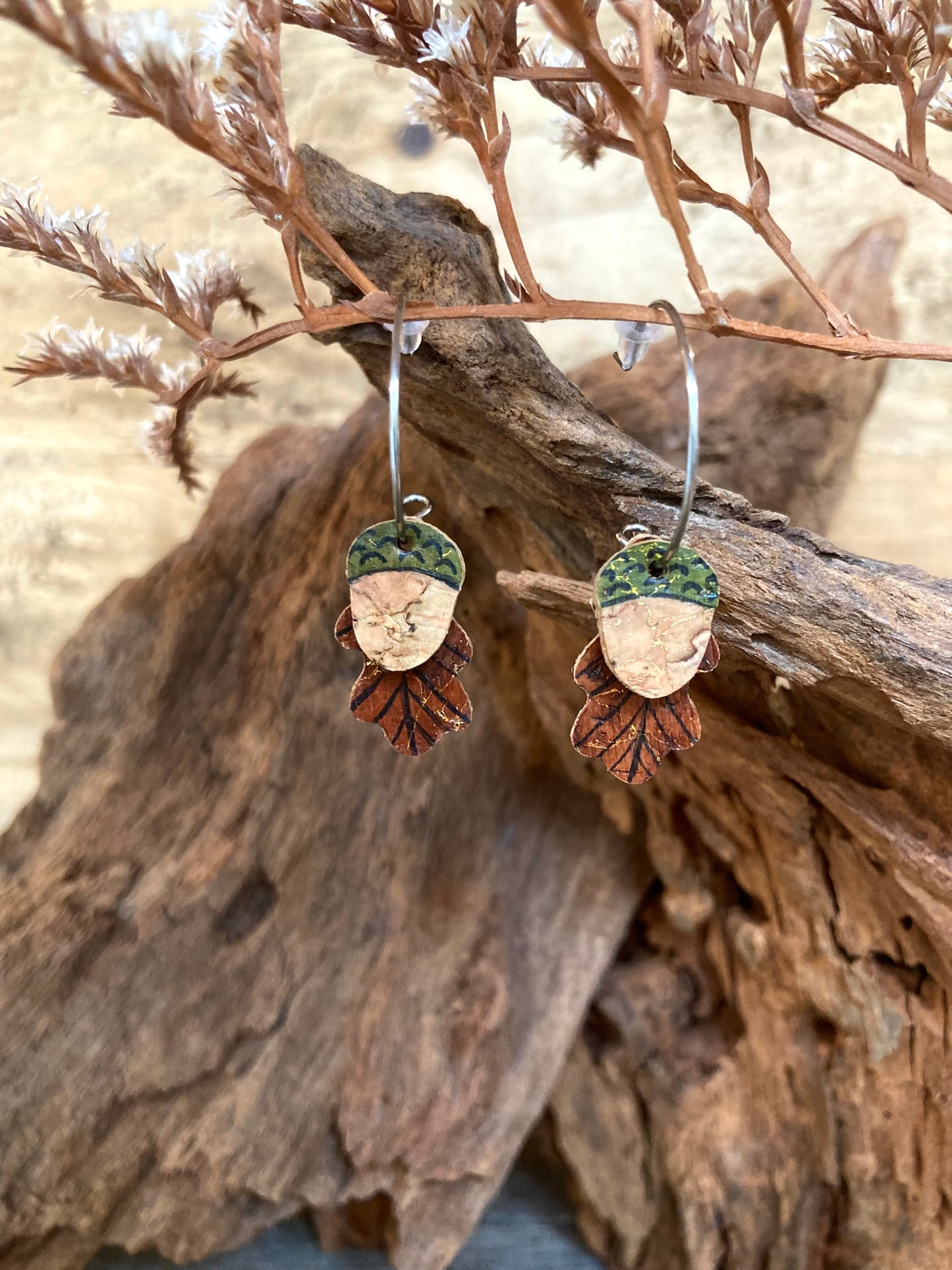 Acorn and Oak Leaf Mini Hoops