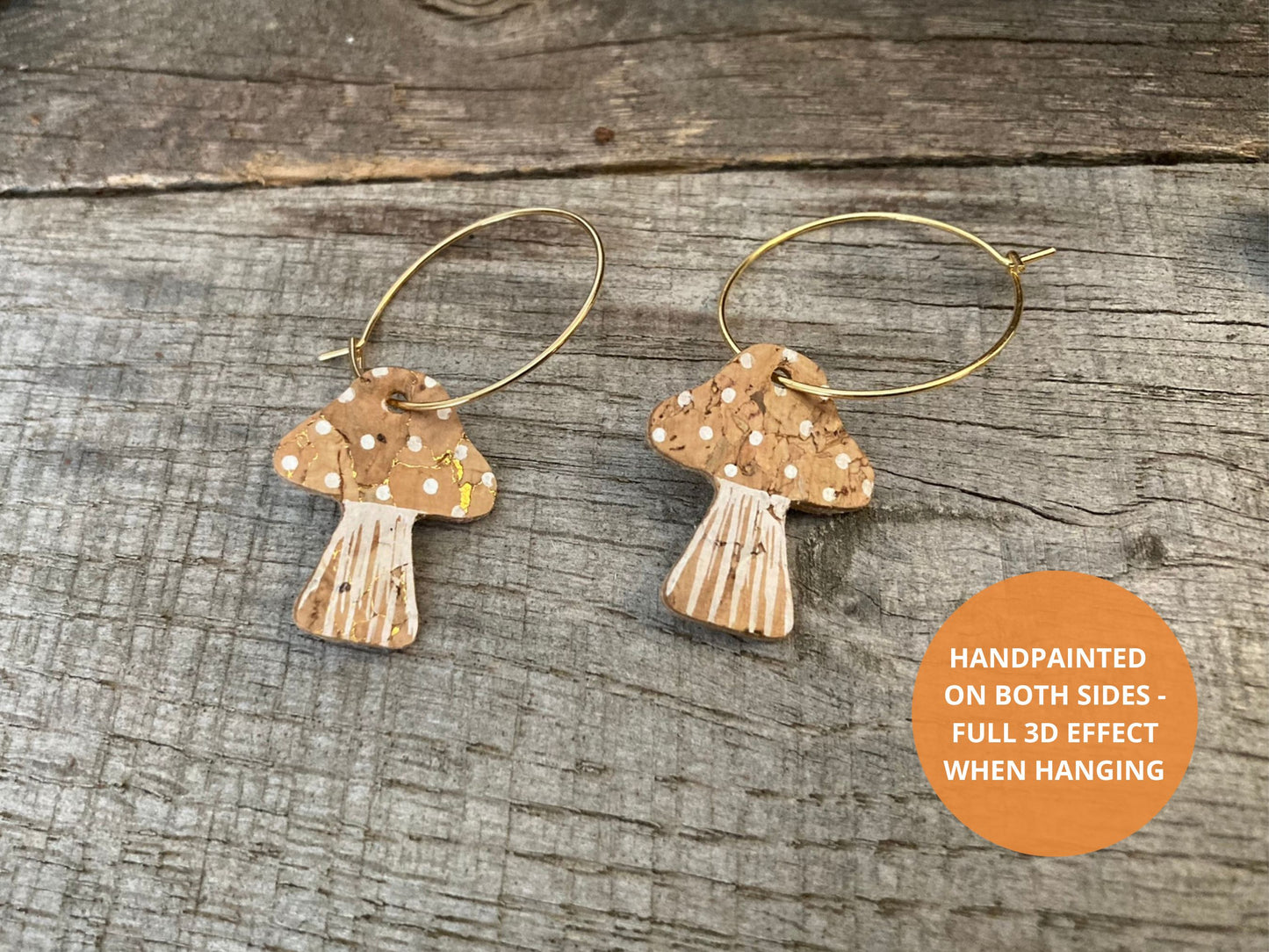 Large Natural Beige Toadstool Hoop Earrings