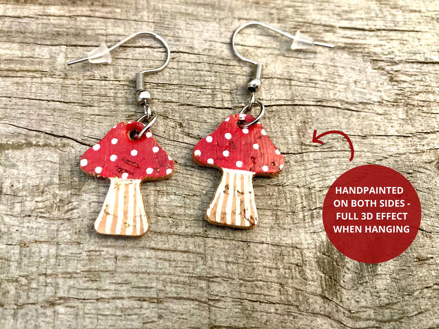 Medium Red Toadstool Earrings