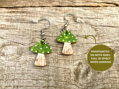 Medium Green Toadstool Earrings