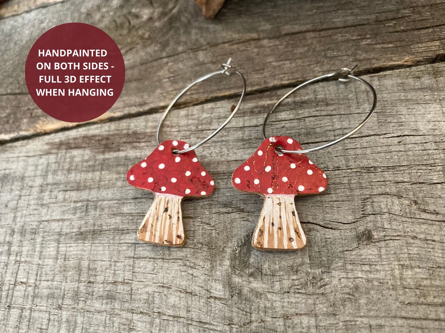 Large Red Toadstool Hoop Earrings