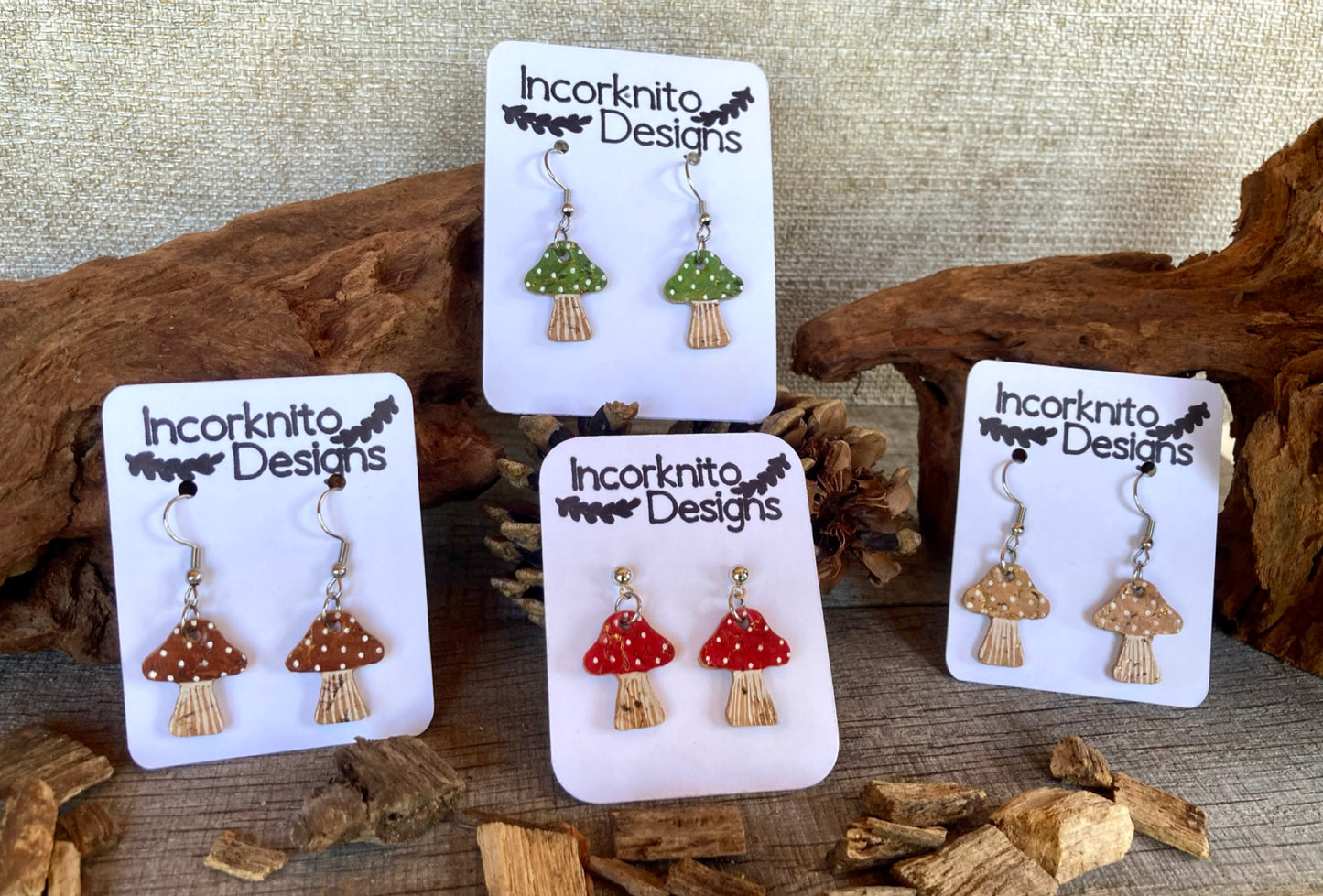 Medium Red Toadstool Earrings