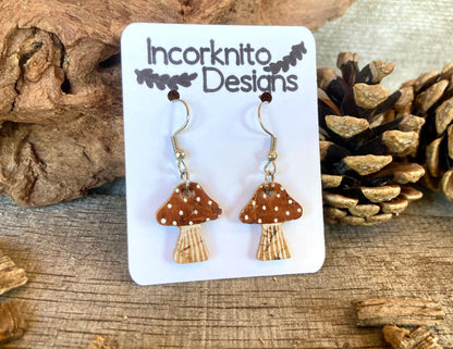 Medium Brown Toadstool Earrings