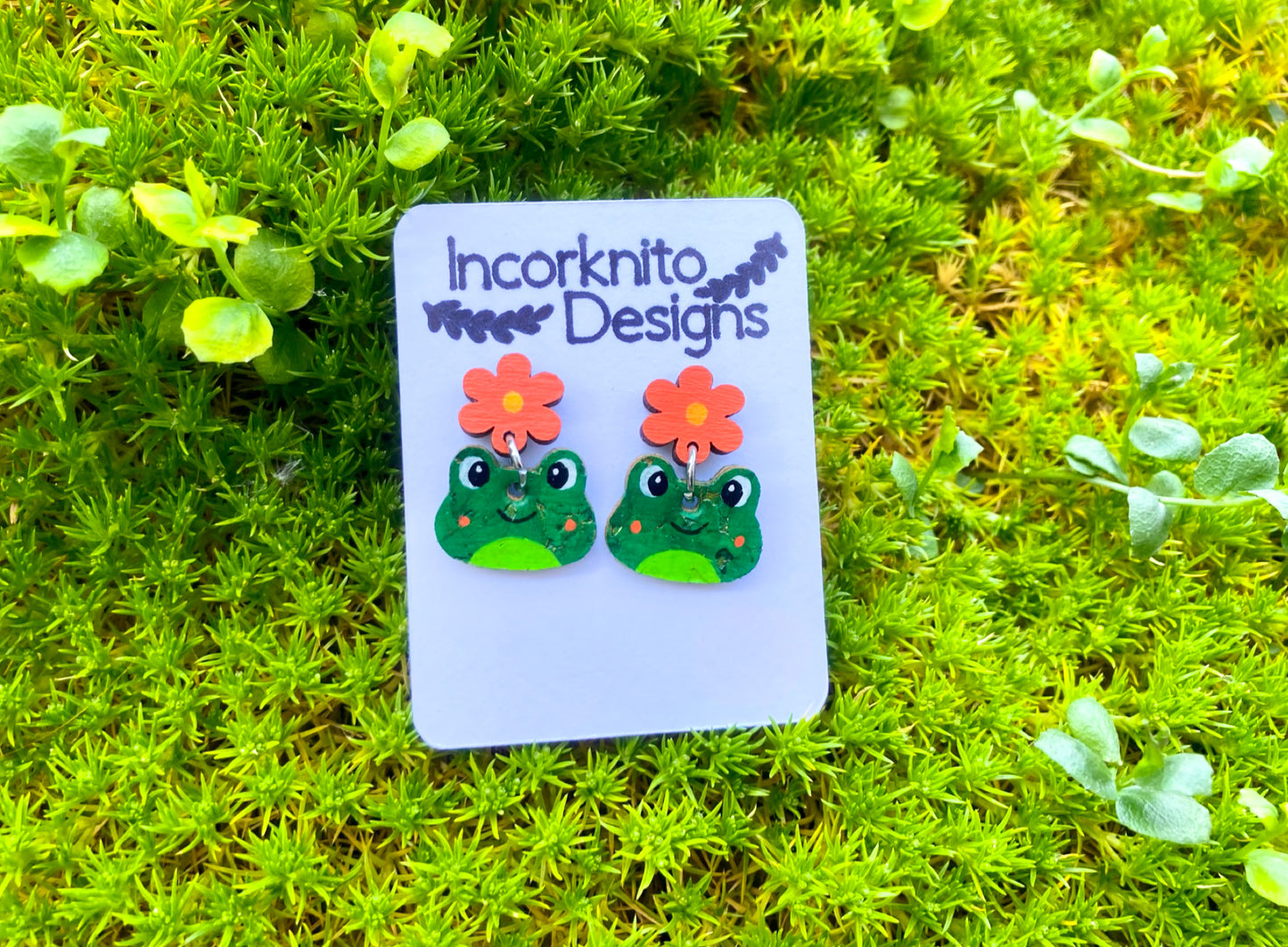 Frog Flower Stud Drop Earrings