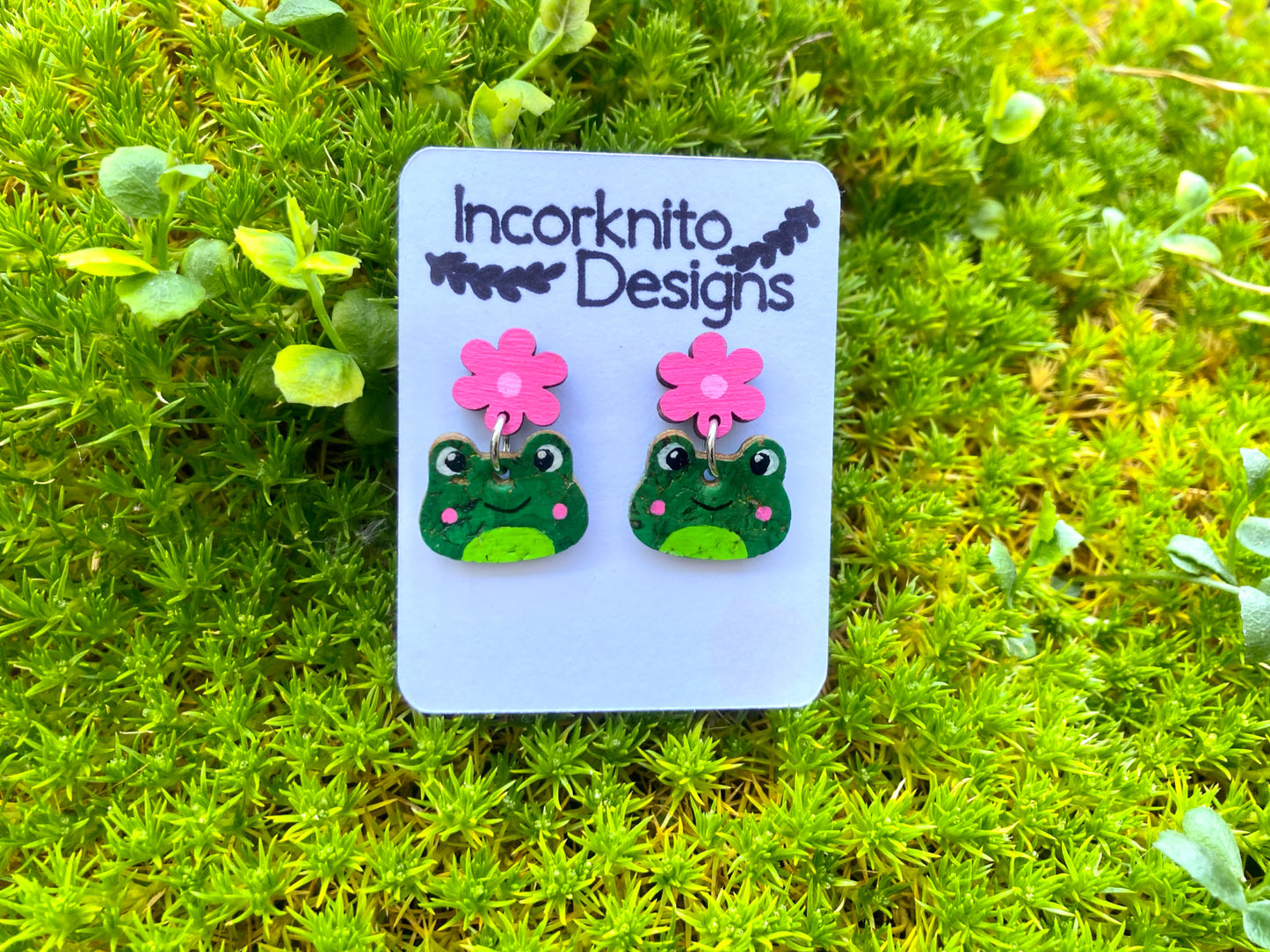 Frog Flower Stud Drop Earrings