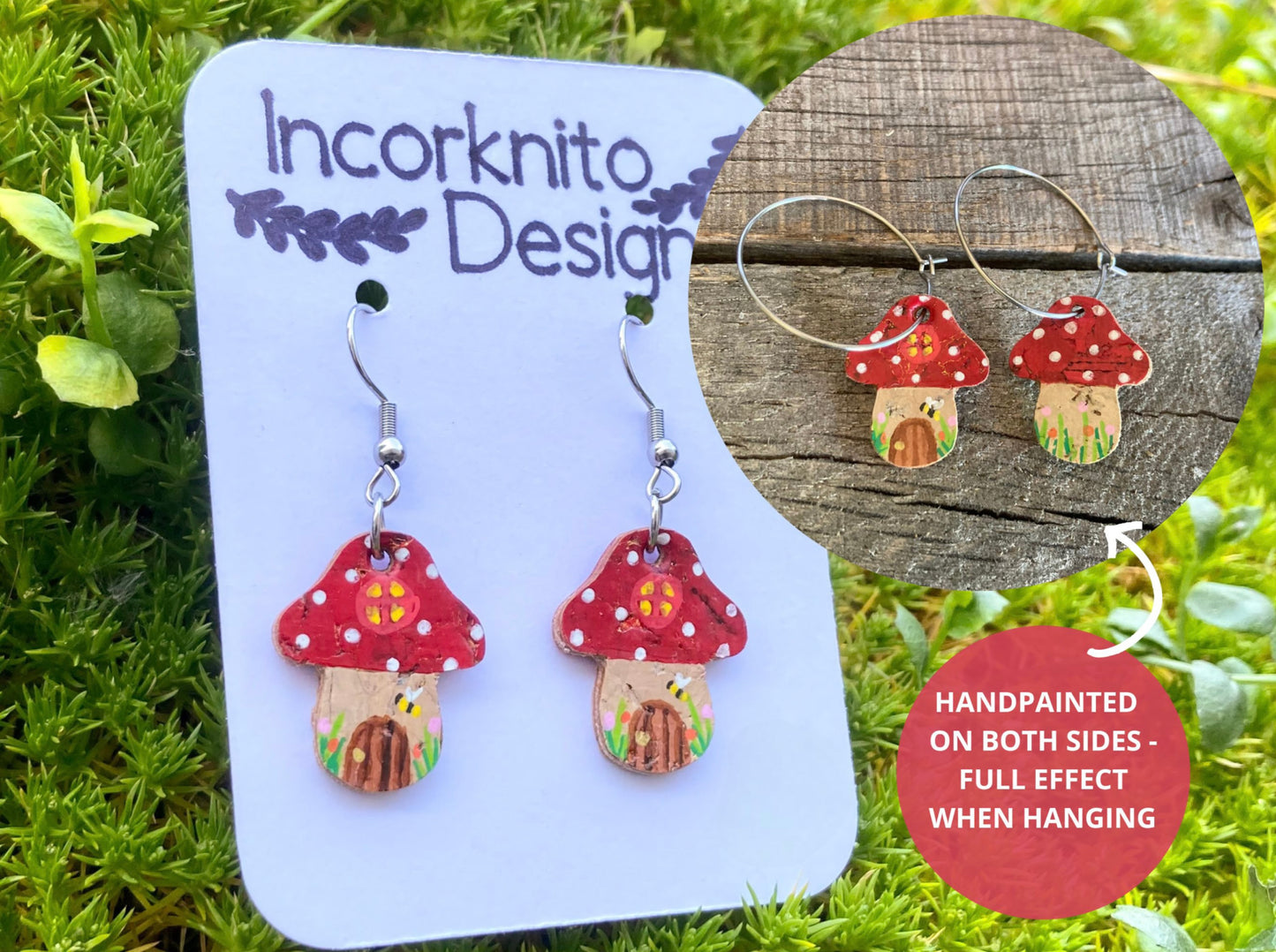 Red Fairy House Toadstool Earrings