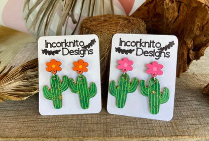 Cacti Flower Stud Drop Earrings