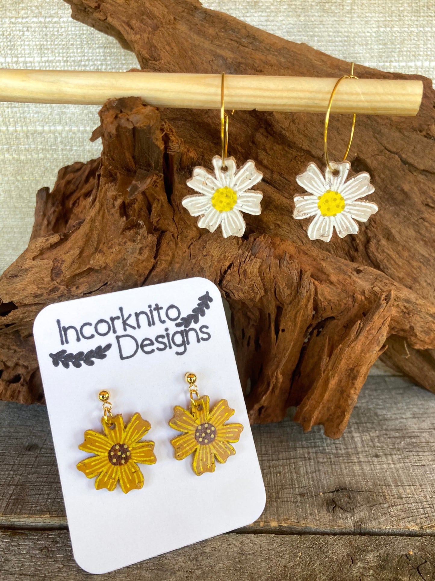 Our daisy earrings also come in a different colourway - sunflowers