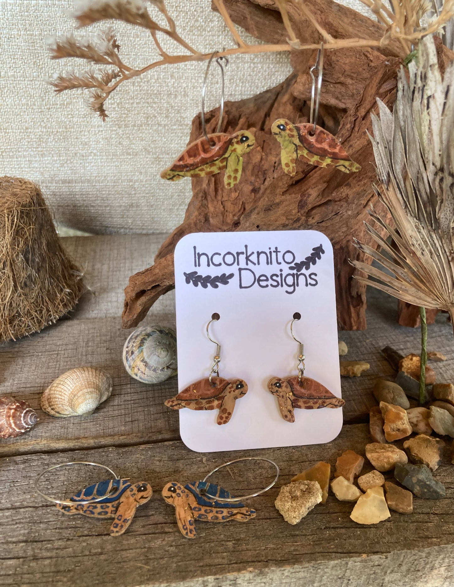 Green Turtle Earrings