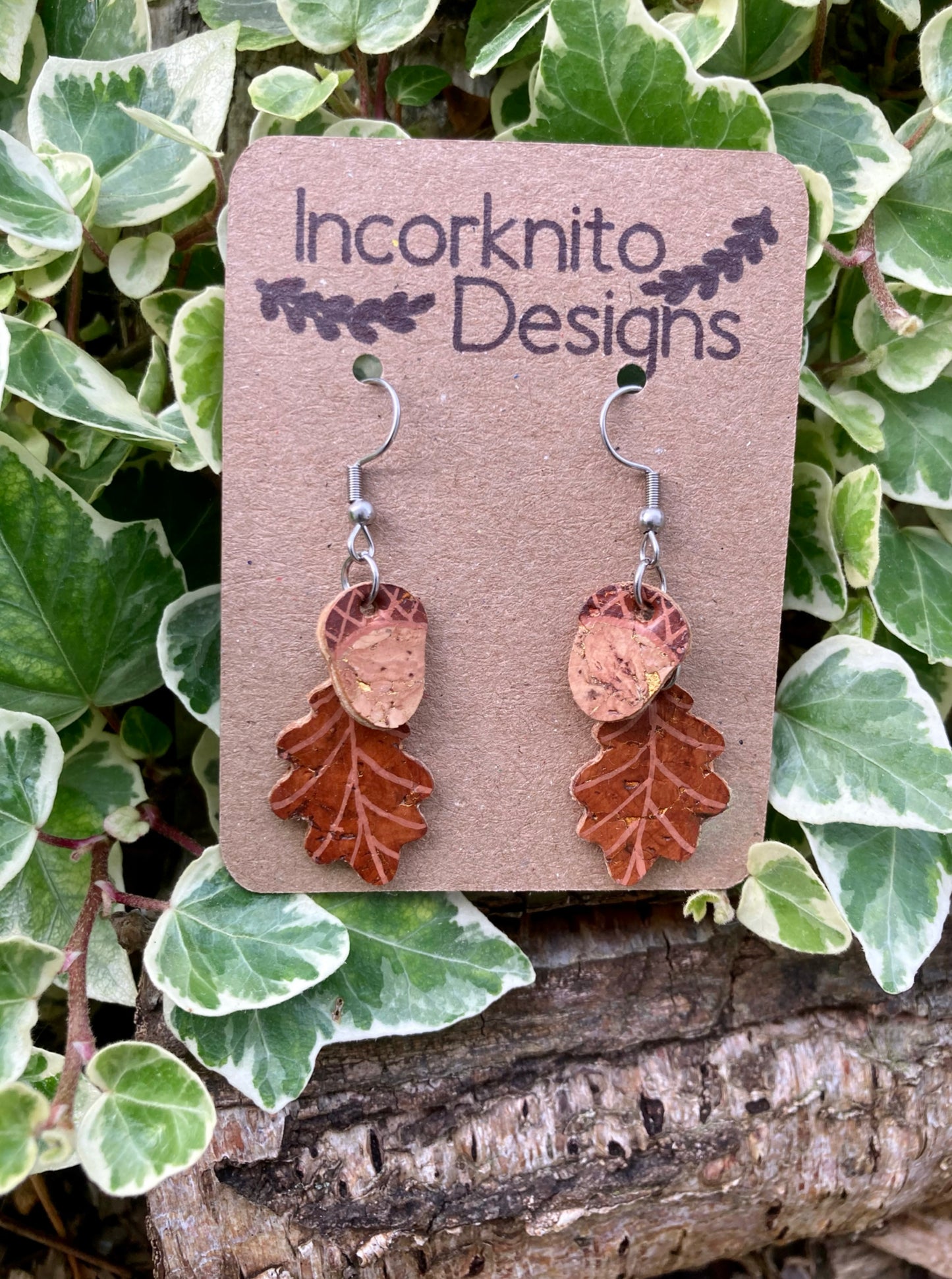 Acorn and Oak Leaf Dangle Earrings