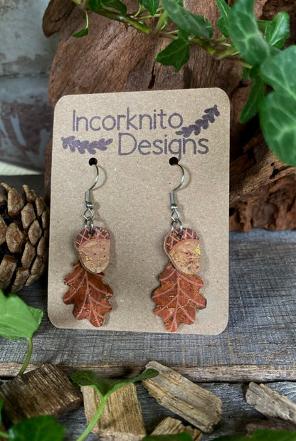 Acorn and Oak Leaf Dangle Earrings