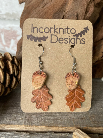 Acorn and Oak Leaf Dangle Earrings