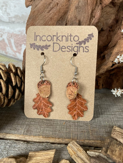 Acorn and Oak Leaf Dangle Earrings