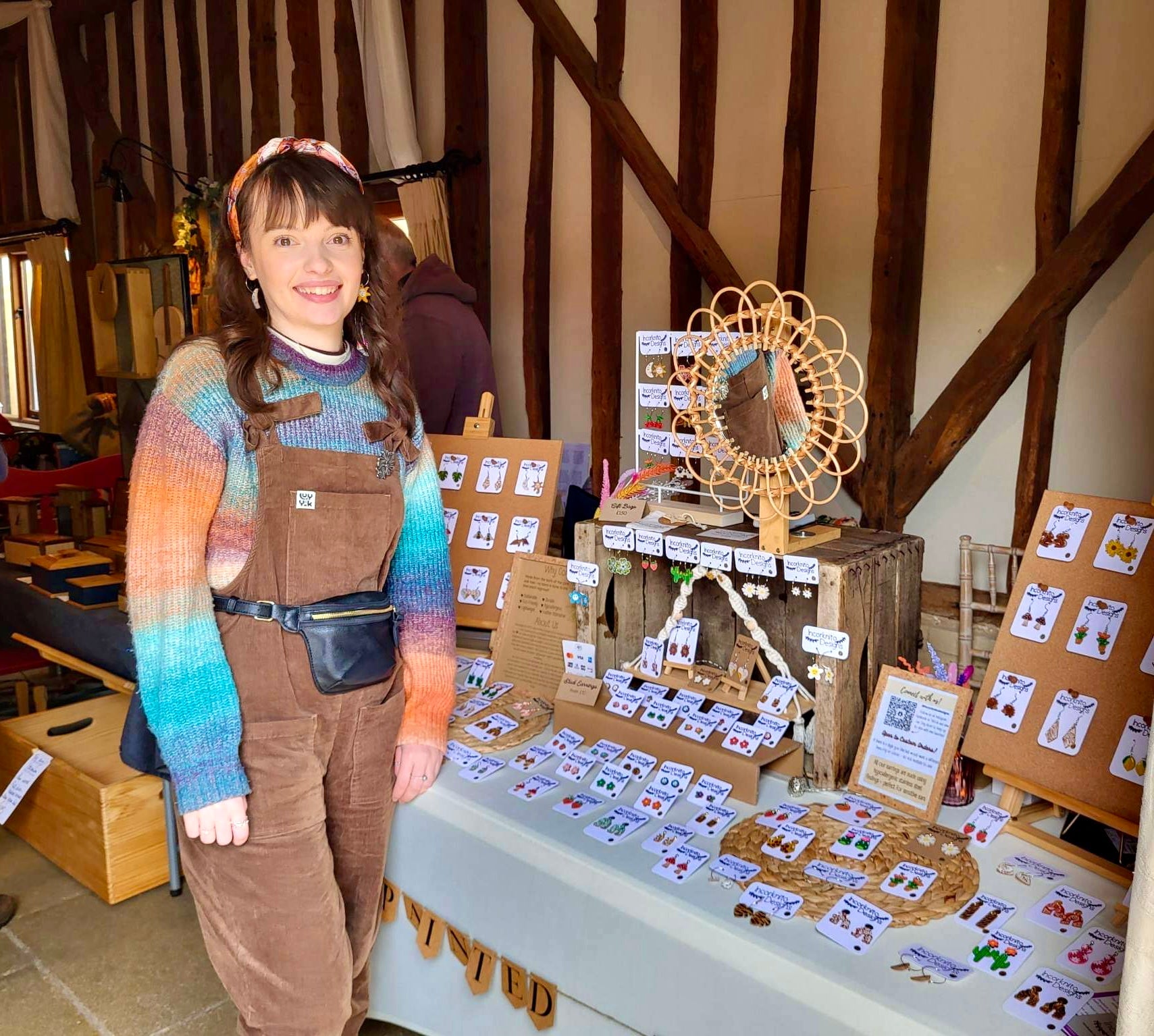 Photo depicting me at a market selling an array of earrings