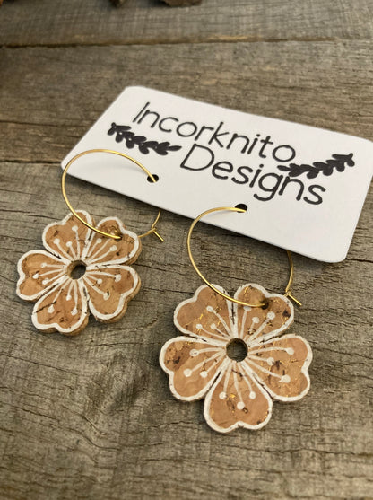 Large Natural Flower Hoop Earrings