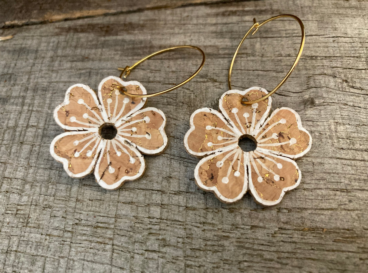 Large Natural Flower Hoop Earrings