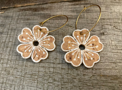 Large Natural Flower Hoop Earrings