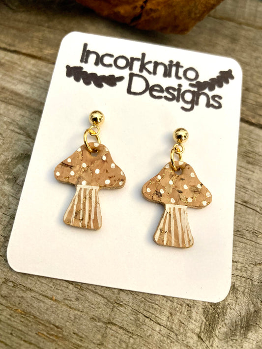 Medium Natural Toadstool Earrings