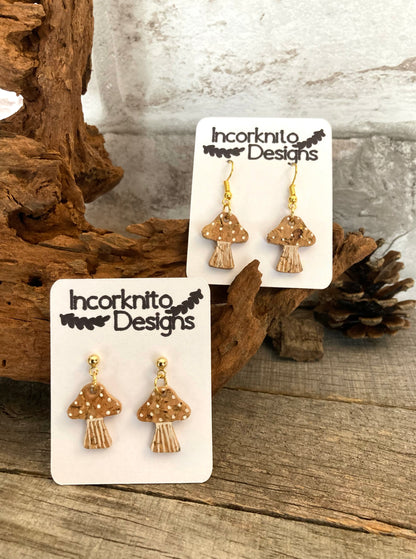 Medium Natural Toadstool Earrings