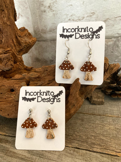 Medium Brown Toadstool Earrings