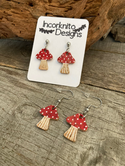 Medium Red Toadstool Earrings