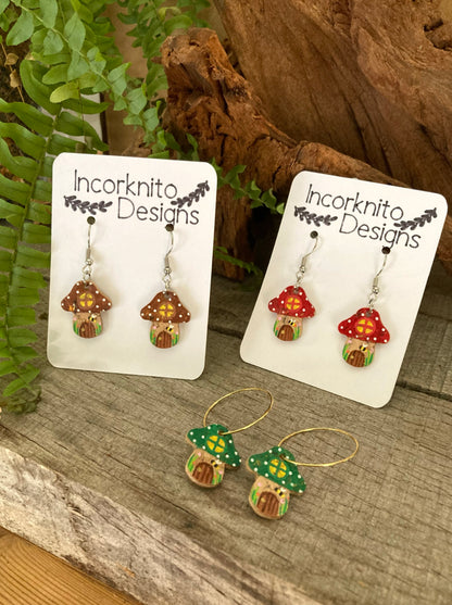 Brown Fairy House Toadstool Earrings