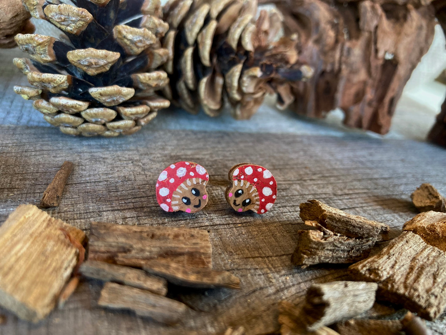 Smiley Toadstool Stud Earrings