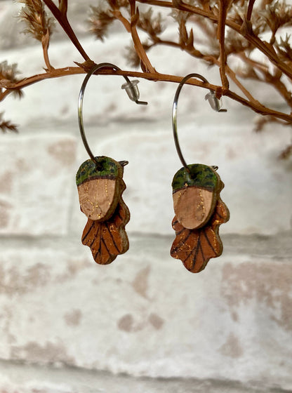 Acorn and Oak Leaf Mini Hoops