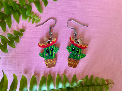 Smiley Mexican Cacti Earrings