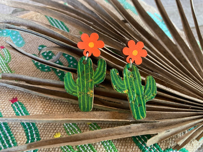 Cacti Flower Stud Drop Earrings