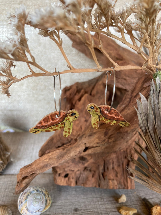 Green Turtle Earrings