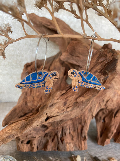 Blue Turtle Earrings