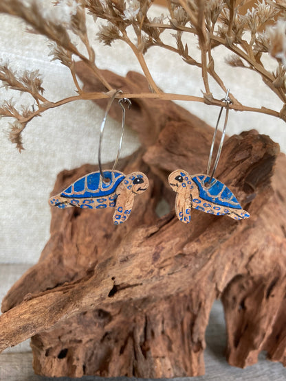 Blue Turtle Earrings