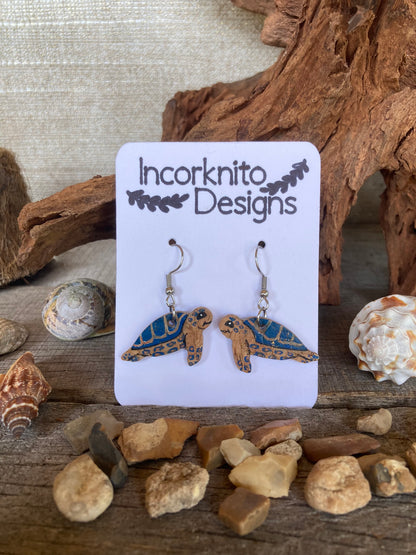 Blue Turtle Earrings