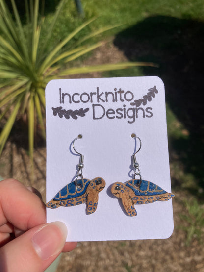 Blue Turtle Earrings