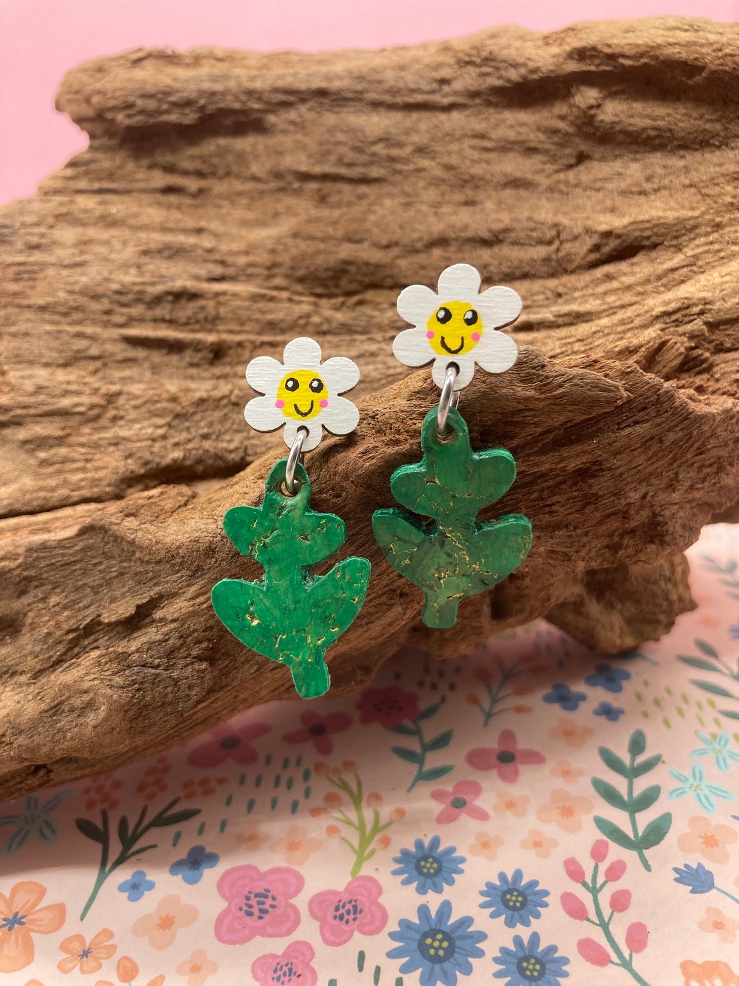 Smiley Flower Stud Dangles