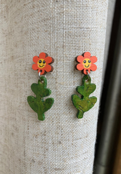 Smiley Flower Stud Dangles