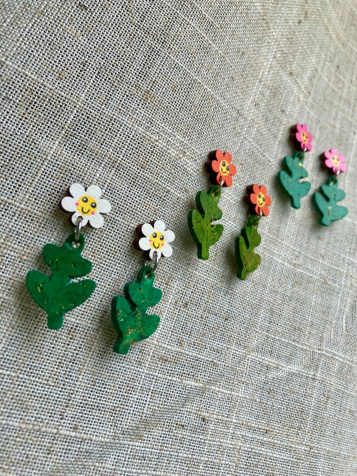 Smiley Flower Stud Dangles