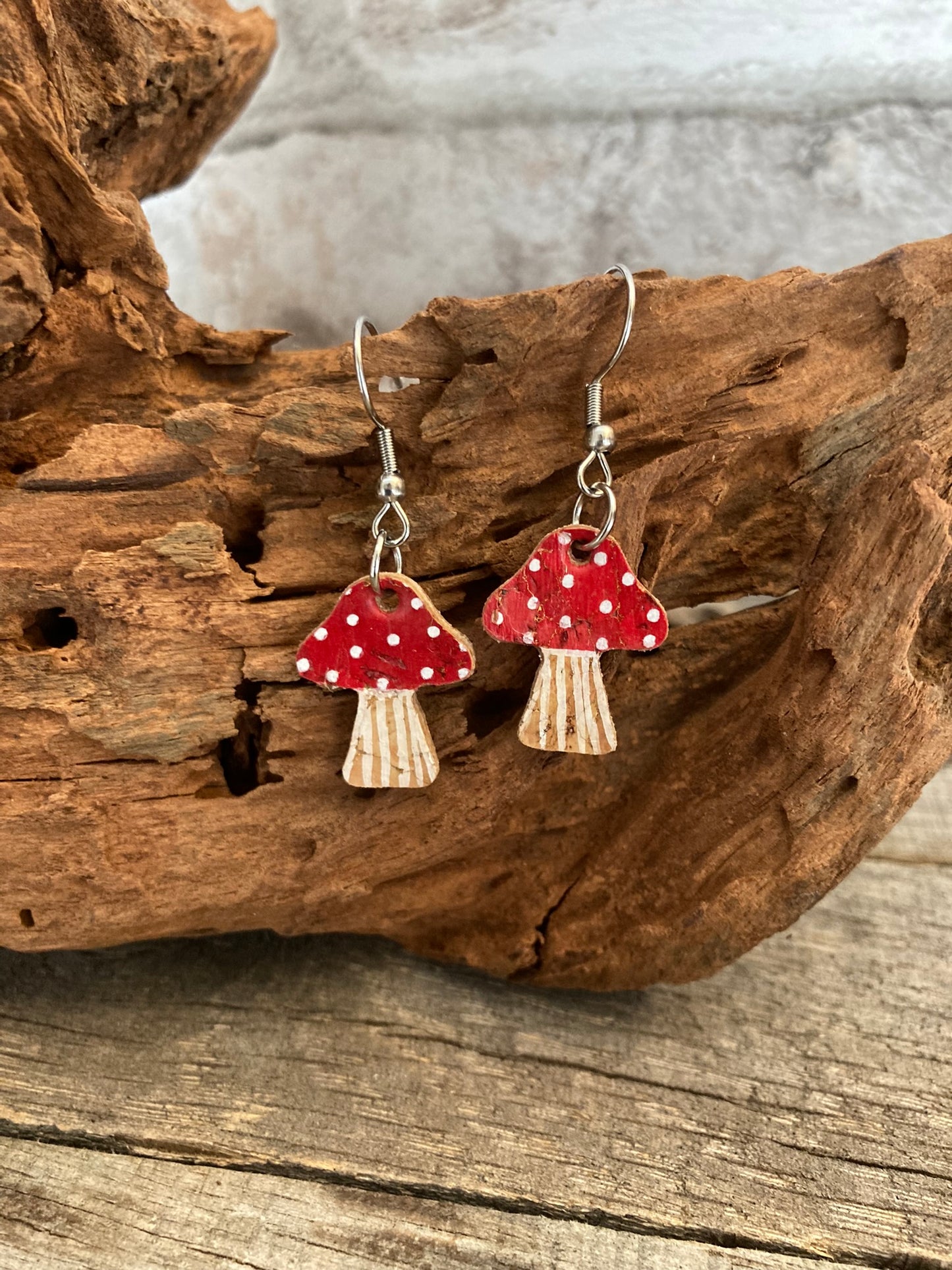 Medium Red Toadstool Earrings