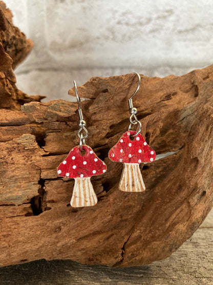 Medium Red Toadstool Earrings