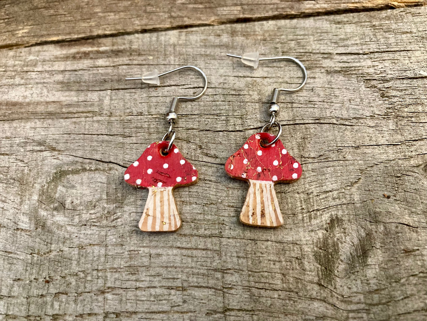 Medium Red Toadstool Earrings