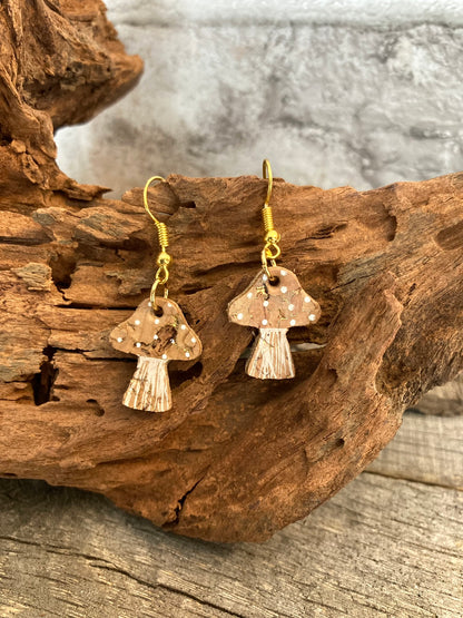 Medium Natural Toadstool Earrings