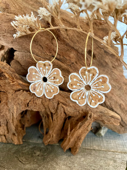 Large Natural Flower Hoop Earrings