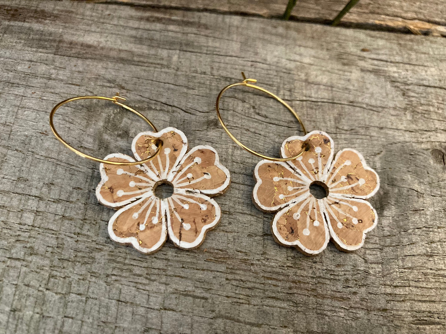 Large Natural Flower Hoop Earrings