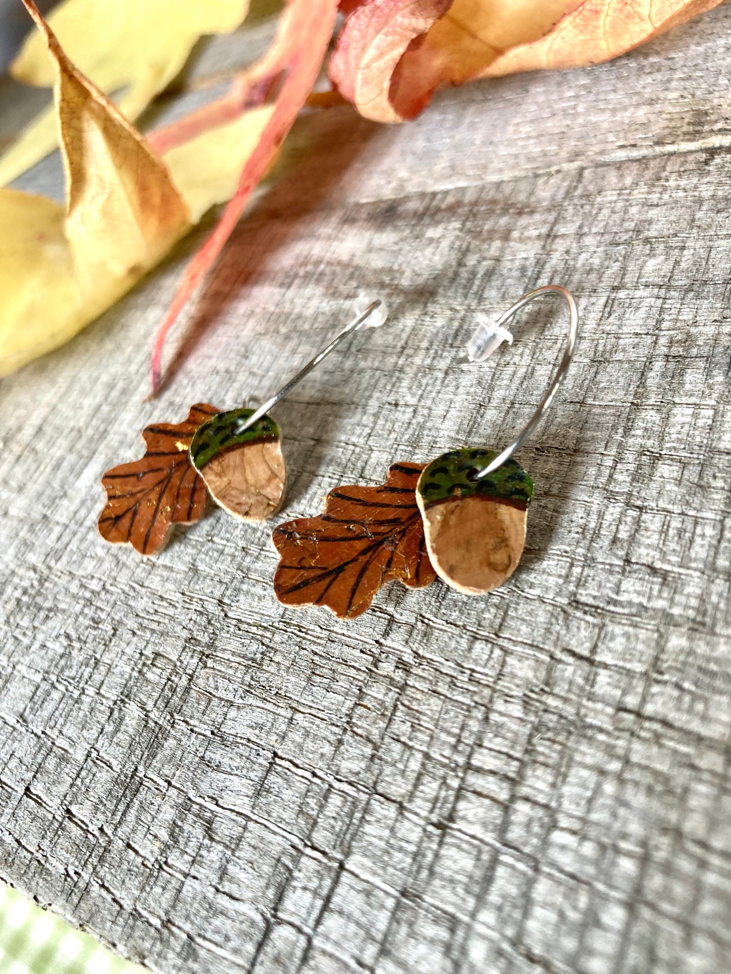 Acorn and Oak Leaf Mini Hoops