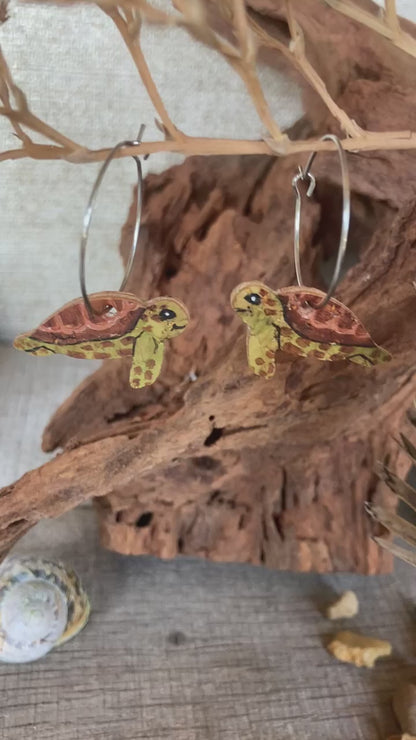 Green Turtle Earrings