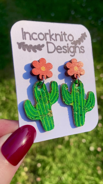 Cacti Flower Stud Drop Earrings