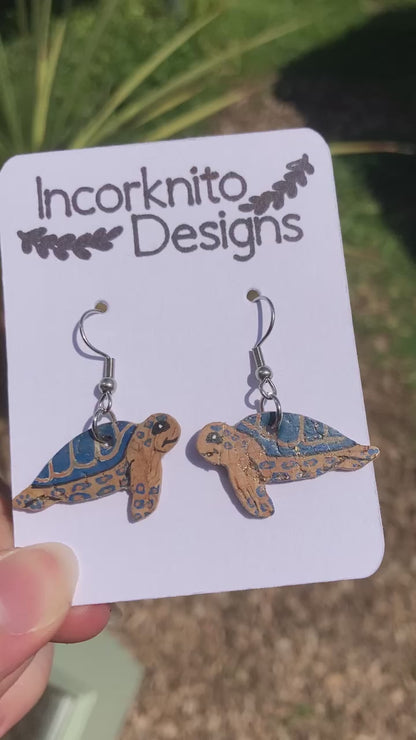 Blue Turtle Earrings